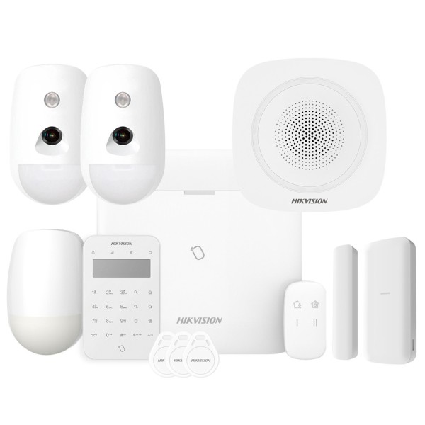 Comprar HIKVISION ALARMS HIK-ALARM-191 Kit AXPRO 868MHz 96 zonas Hikvision Panel + 2 PIRCAM + PIR + Mando + Teclado Lector de Ta
