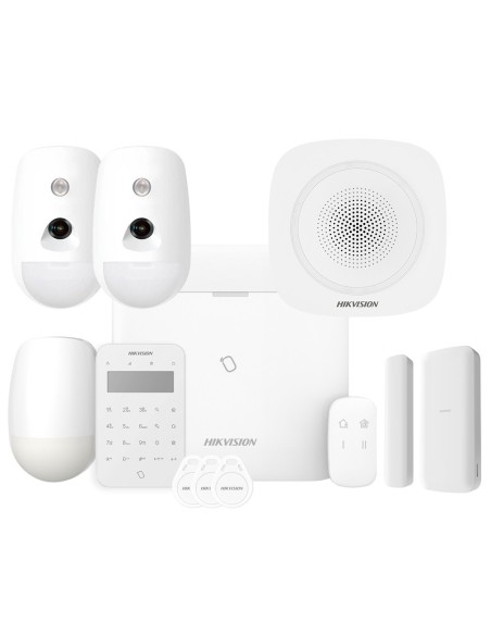 Comprar HIKVISION ALARMS HIK-ALARM-191 Kit AXPRO 868MHz 96 zonas Hikvision Panel + 2 PIRCAM + PIR + Mando + Teclado Lector de Ta
