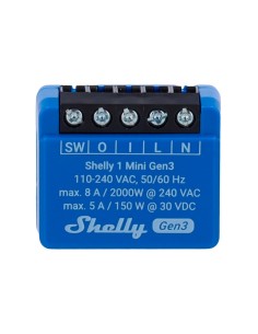 Comprar SHELLY SH-1-MINI-GEN3 Shelly 1 Mini Gen3 - WiFi 2.4 GHz IEEE802.11 b/g/n / Bluetooth - Interruptor inteligente  - Soport 2