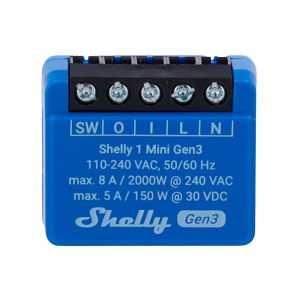 Comprar SHELLY SH-1-MINI-GEN3 Shelly 1 Mini Gen3 - WiFi 2.4 GHz IEEE802.11 b/g/n / Bluetooth - Interruptor inteligente  - Soport