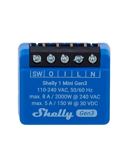 Comprar SHELLY SH-1-MINI-GEN3 Shelly 1 Mini Gen3 - WiFi 2.4 GHz IEEE802.11 b/g/n / Bluetooth -  Interruptor inteligente  - Sopor