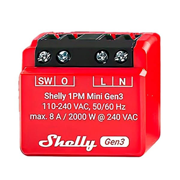 Comprar SHELLY SH-1PM-MINI-GEN3 Shelly 1PM Mini Gen3 - WiFi 2.4 GHz IEEE802.11 b/g/n / Bluetooth -  Interruptor inteligente  - S