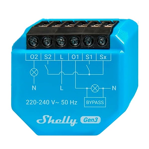 Comprar SHELLY SH-2L-GEN3 Shelly 2L Gen3 - WiFi 2.4 GHz IEEE802.11 b/g/n / Bluetooth -  Interruptor inteligente / Sin Neutro - S