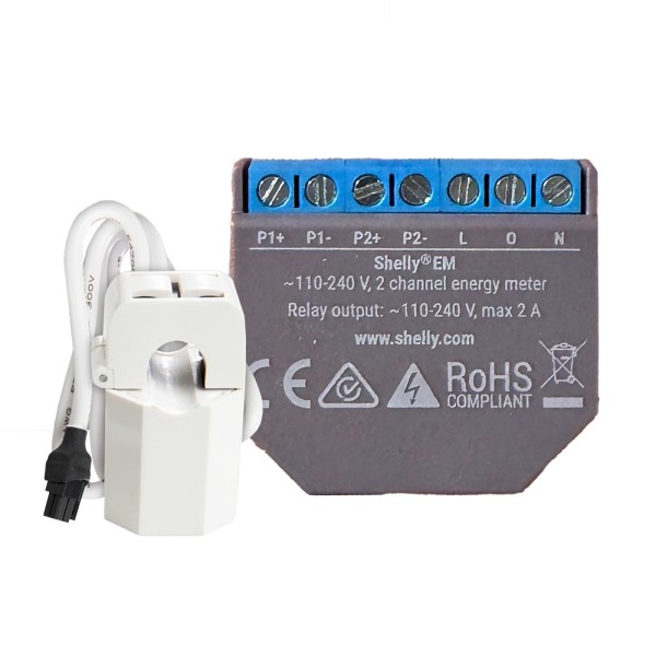 Comprar SHELLY SH-EM-120A Shelly EM + 120A - WiFi 2.4 GHz IEEE802.11 b/g/n - Medidor de consumo - Soporta 110-230 V - Ideal para