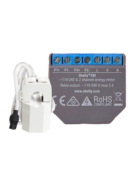 Comprar SHELLY SH-EM-120A Shelly EM + 120A - WiFi 2.4 GHz IEEE802.11 b/g/n - Medidor de consumo - Soporta 110-230 V - Ideal para