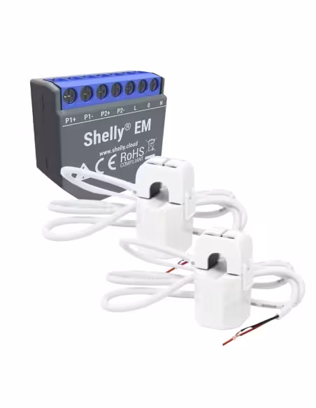 Comprar SHELLY SH-EM-2X-50A Shelly EM + 2x 50A - Medición de 2 canales / 2x Pinzas 50A Incluida - Control de contactor mediante 