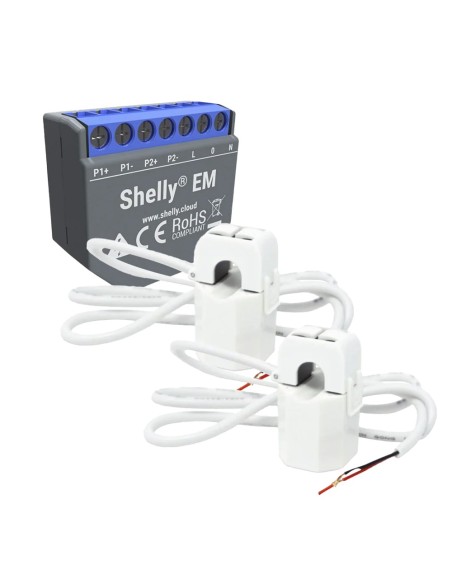 Kaufen SHELLY SH-EM-2X-50A Shelly EM + 2x 50A – Messung von 2 Kanälen / 2x 50A-Stromzangen inklusive – Steuerung eines Schützes 