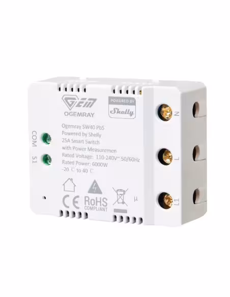 Comprar SHELLY SH-OG-SMART-RELAY-25A Relé Ogemray Smart 25A - Controlador Inteligente / Grado Industrial - Relé de 1 canal / Med