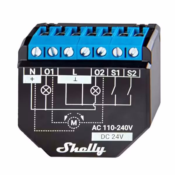 Comprar SHELLY SH-PLUS-2PM Relé Shelly Plus 2PM - Controlador de persianas / toldos - Relé de 2 canales independientes - WiFi 2.