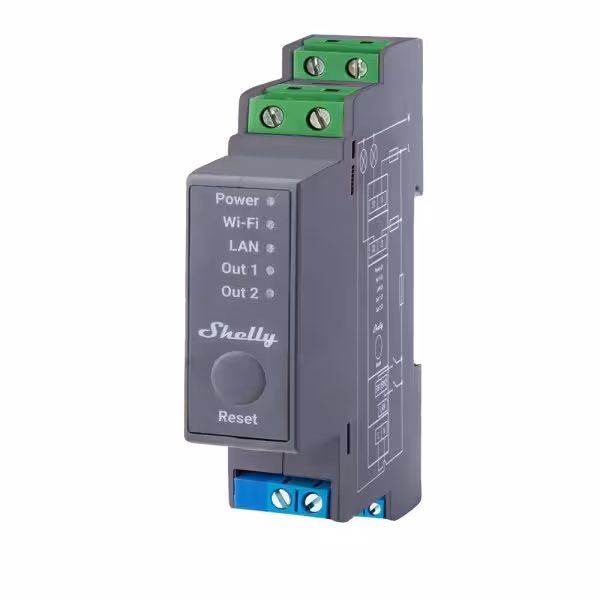 Acheter SHELLY SH-PRO-2 Relais Shelly Pro 2 - Contrôleur intelligent sur rail DIN - Relais à 2 canaux indépendants / Contact sec