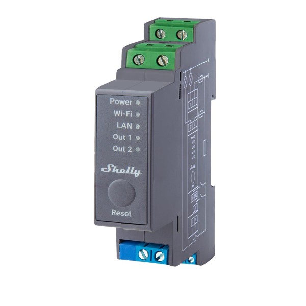 Kaufen SHELLY SH-PRO-2 Relais Shelly Pro 2 – Intelligenter DIN-Schienen-Controller – 2-Kanal-Relais mit unabhängigen Kanälen / T
