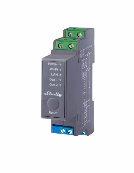 Acheter SHELLY SH-PRO-2 Relais Shelly Pro 2 - Contrôleur intelligent sur rail DIN - Relais à 2 canaux indépendants / Contact sec