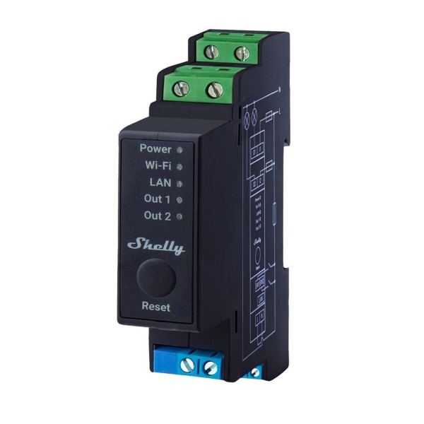 Kaufen SHELLY SH-PRO-2PM Shelly Pro 2PM Relais – Intelligenter DIN-Schienen-Controller – 2-Kanal-Relais / Verbrauchsmessung – W