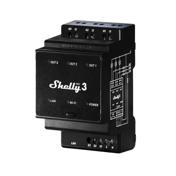 Acheter SHELLY SH-PRO-3 Relais Shelly Pro 3 - Contrôleur intelligent sur rail DIN - Relais à 3 canaux indépendants / Contact sec