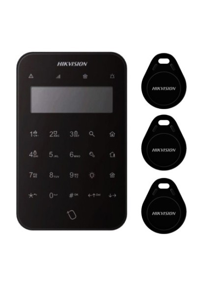 Comprar HIKVISION ALARMS HIK-ALARM-133 Teclado táctil LCD inalámbrico 868MHz Retroiluminación LED Tri-X Lector de etiquetas/tags