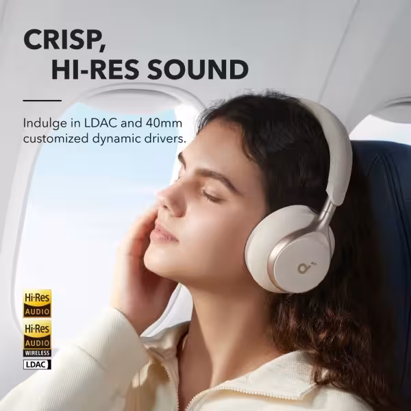 Kaufen ANKER - SOUNDCORE SNC-SPACE-ONE-W Kabellose Kopfhörer Soundcore by Anker – 55 Stunden Wiedergabe – bis zu 98% Reduziert