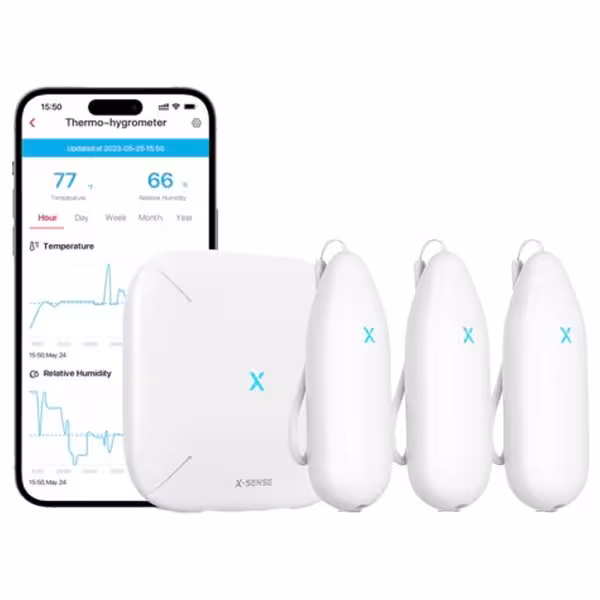 Acheter X-SENSE STH54 X-SENSE - Kit 3+1 TPH avec passerelle - 3 capteurs de température et d’humidité - Une base SBS50