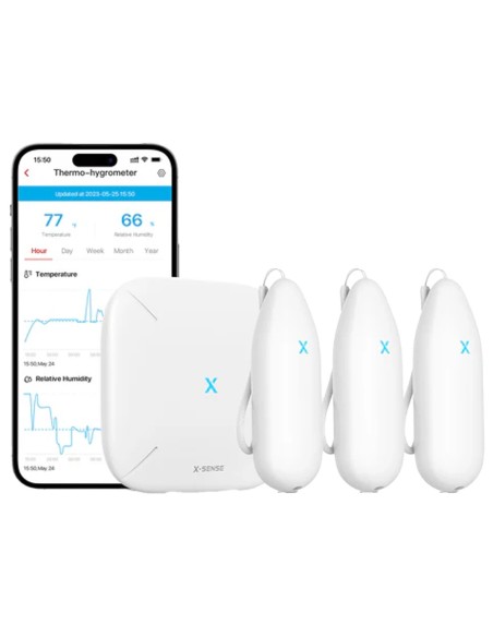 Comprar X-SENSE STH54 X-SENSE - Kit 3+1 TPH con puerta de enlace - 3 sensores de temperatura e humedad - Una base SBS50 STH54
