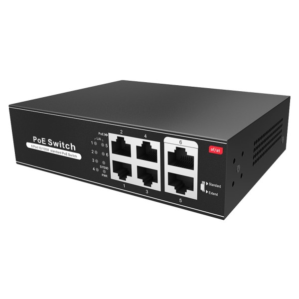 OEM SW0604POE-65-E Switch PoE - 4 portas PoE + 2 UpbL Link RJ45 - Acelerar até 100 Mbps em todas as portas - até 60w em tot