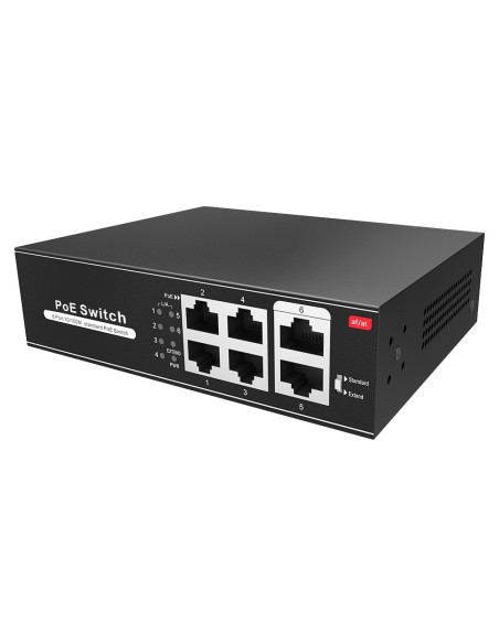 Comprar OEM SW0604POE-65-E Switch PoE - 4 puertos PoE + 2 Uplink RJ45 - Velocidad hasta 100 Mbps en todos los puertos - Hasta 60