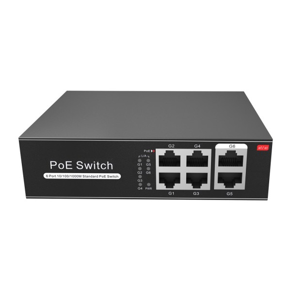 OEM SW0604PoE-G-65-Eutro PoE - 4 portas PoE + 2 UPLINK RJ45 - Acelerar até 1000 Mbps em todas as portas - até 60W em 