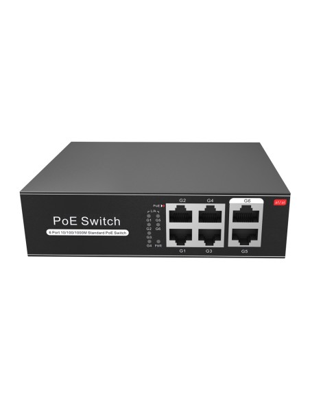 OEM SW0604PoE-G-65-Eutro PoE - 4 portas PoE + 2 UPLINK RJ45 - Acelerar até 1000 Mbps em todas as portas - até 60W em 