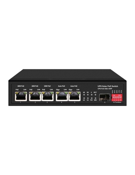 OEM SW0605Poo-GF-DC-65 Switch PoE - 5 Portas PoE + 1 SFP - Velocidade da porta 10/100/1000 Mbps - 1xhi-PoE (60W) + 2xpoe + (3