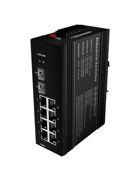 Comprar OEM SW1008HIPOE-MGF-240-DIN Switch PoE OEM - Montaje en carril DIN - 8 Puertos Gigabit + 2 SFP Gigabit - 90W puertos 1 y