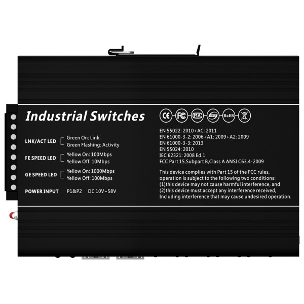 Acheter un switch SW1008HIPOE-MGF-240-DIN OEM PoE en marque blanche - Montage sur rail DIN - 8 ports Gigabit + 2 SFP Gigabit - 9