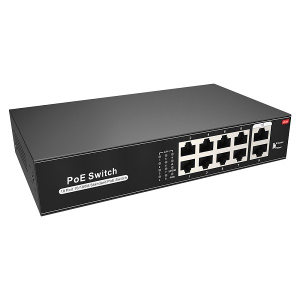 OEM SW1008POE-100-E Switch Poe - 8 Portas Poe + 2 UpbLink RJ45 - Velocidade 10/100 Mbps - Funções: AI VLAN / QOS / CCTV Estender