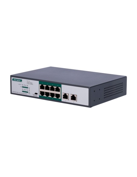 OEM SW1008PoE-H-800M-120W Switch PoE - 8 portas Poe Fe + 2 GE - Velocidade 8 x10 / 100Mbps + 2 x10 / 100 / 1000Mbps - 8 portas P
