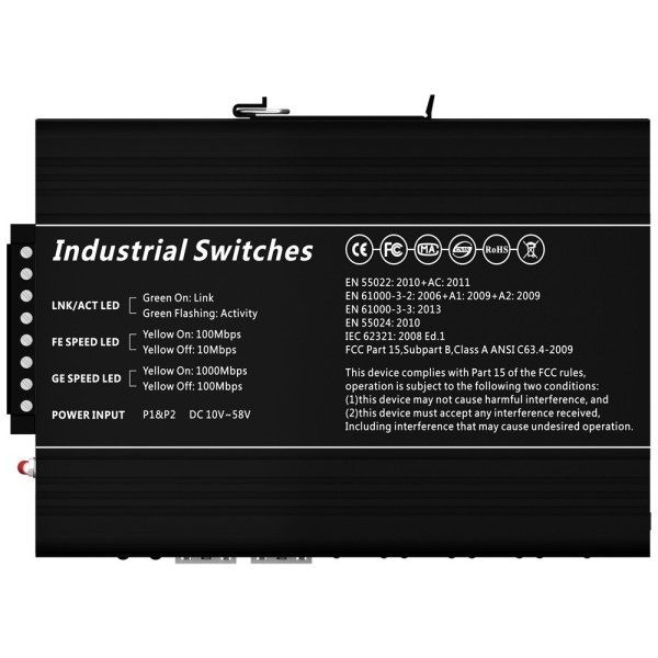 Acheter le switch OEM SW1208HIPOE-MGF-240-DIN PoE en marque blanche - Montage sur rail DIN - 8 ports Gigabit + 4 SFP Gigabit - 9