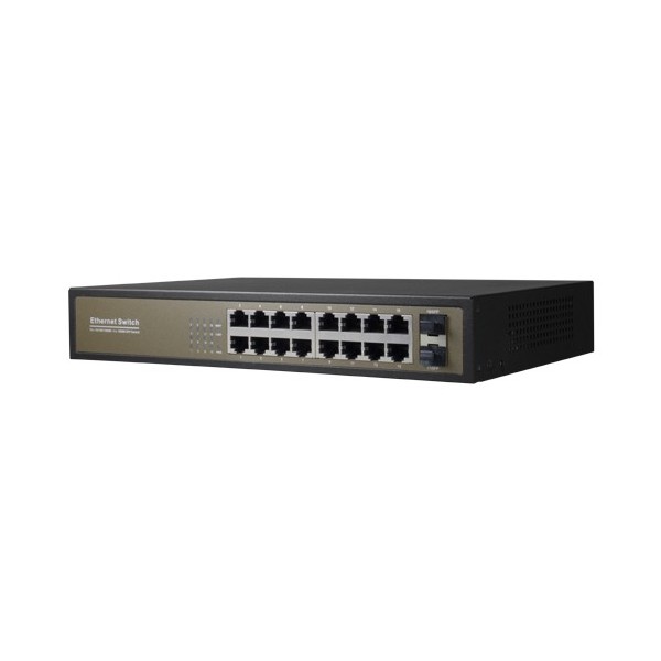 OEM SW1816GT-2GF Desktop Switch - 16 portas Gigabit RJ45 - 2 PORTE UPLINE SFP 10/100/1000 Mbps - Velocidade 10/100/1000 Mbps