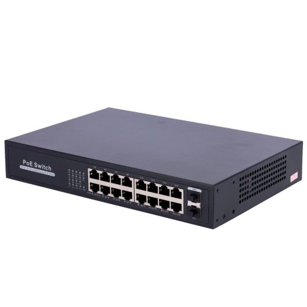 OEM SW1816PoE-GF-250-Eutro de 220 e 16 portas RJ45 + 2 SFP UpLink - 16x 10/100 / 1000Mbps + 2x 10/100 / 1000Mbps - 16 portas Poe
