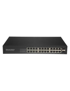 SAFIRE SW2624GT-2GF Switch - 24 portas RJ45 + 2 SFP Giga - Velocidade do Porto 10/100/1000 Mbps - Máximo 20W - Plug & Amp Amp