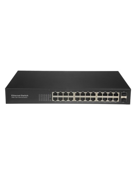 SAFIRE SW2624GT-2GF Switch - 24 portas RJ45 + 2 SFP Giga - Velocidade do Porto 10/100/1000 Mbps - Máximo 20W - Plug & Amp Amp