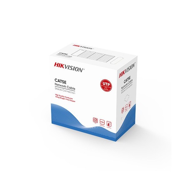 Acheter HIKVISION BASIC DS-1LN5E-S HIKBASIC. Câble U/UTP Cat5E PVC 24AWG en cuivre massif 0,50 mm compatible PoE, bobine de 305 