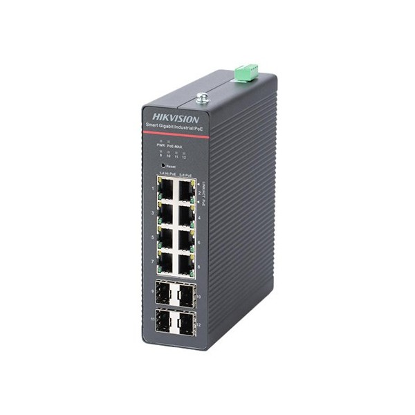 Kaufen HIKVISION BASIC DS-3T1512HP-SI-8P4F HIKBASIC. Industrieller Switch mit 8 Ports PoE+ 10/100/1000 Mbit/s + 1 Gigabit-Glasfa