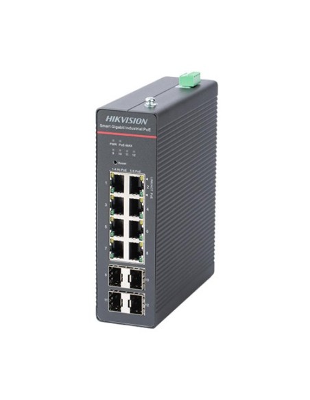 Acquistare HIKVISION BASIC DS-3T1512HP-SI-8P4F HIKBASIC. Switch industriale a 8 porte PoE+ 10/100/1000 Mbps + 1 Gigabit in fibra