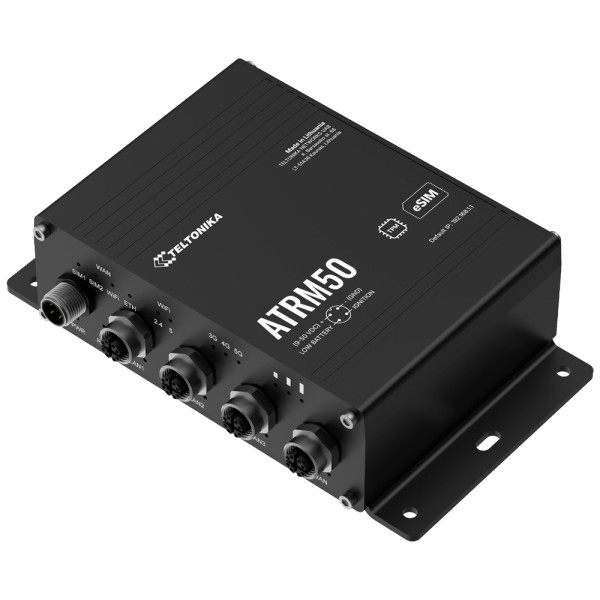 Teltonika TK-ATRM50 Router Industrial 5G M12 - 5G Sub-6GHz SA / NSA (compatível com 4G / 3G) - 4 portas M12 10/100 / 1000Mbps - 