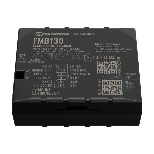 Teltonika TK-FMB130 Avançado Tracker para veículos - Conexão de fiação interna - instalação escondida em Dashboard - 2G e BLE