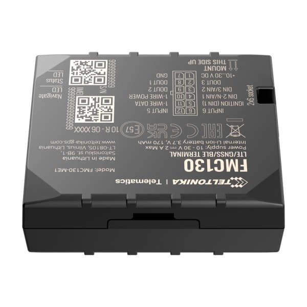 Teltonika TK-FMC130 Avançado Tracker para veículos - Conexão de fiação interna - Instalação oculta em Dashboard - 4G, 3G, 