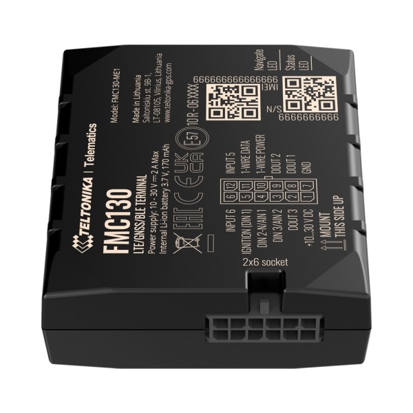 Teltonika TK-FMC130 Avançado Tracker para veículos - Conexão de fiação interna - Instalação oculta em Dashboard - 4G, 3G, 