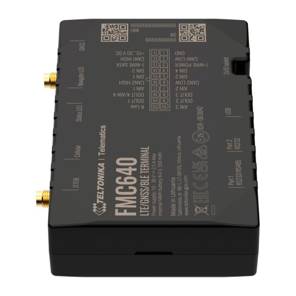 Teltonika TK-FMC640 Professional Tracker para veículos - Conexão de fiação interna - instalação escondida em Dashboard - 4G, 3