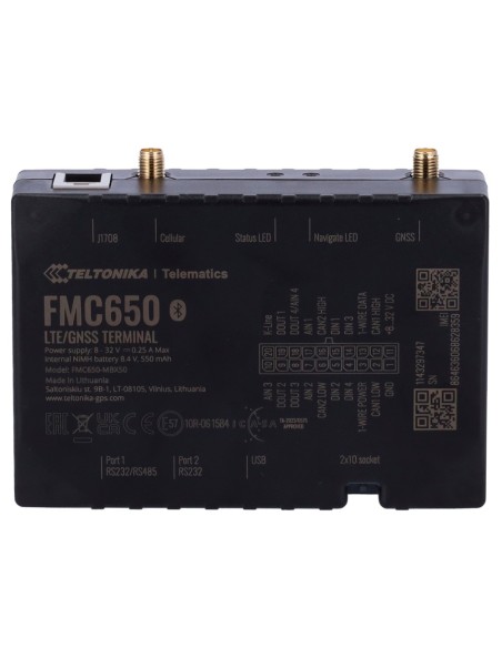 Teltonika TK-FMC650 Rastreador Avançado - Conexão 4G com Backup 2G - Reading Real Tacograph - Pode ler para V