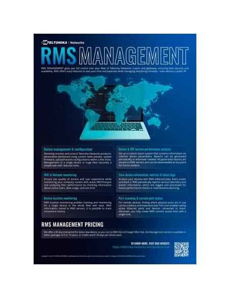 Teltonika TK-RMS-5Y Licenças Teltonika RMS Platform - Pacote de Licença de 5 anos - Monitoramento Remoto Teltonik Dispositivo