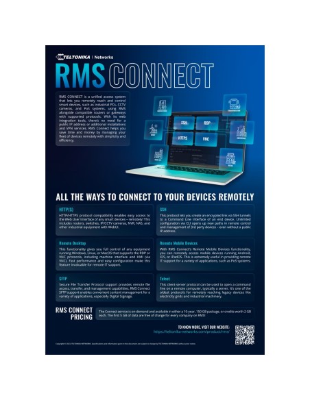 Kaufen TELTONIKA TK-RMS-VPN-150G Paket mit 150 GB RMS-Connect- und RMS-VPN-Datenvolumen – Router Telto aus der Ferne konfigurier