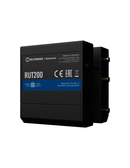 Teltonika Tk-Rut200 Teltonika Router 4G Industrial - 2 portas Ethernet RJ45 RV RJ45 Rápido Ethernet - 4G (LTE) CAT 4 Até 150Mbps