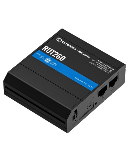 Comprar TELTONIKA TK-RUT260 Router Industrial 4G LTE Cat 6 hasta 300 Mbps  - Conectividad Wi-Fi 4 (802.11n) integrada  - 2 puert