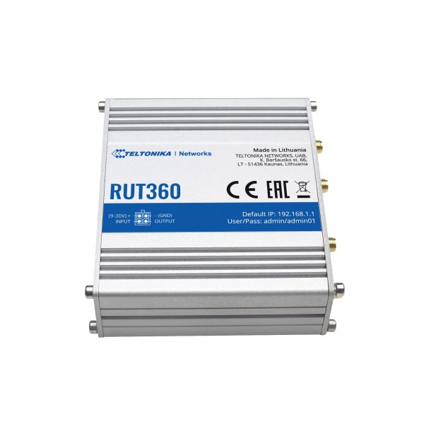 Kaufen TELTONIKA TK-RUT360 Industrie-Router 4G LTE Cat 6 bis zu 300 Mbit/s  
- Konnektivität Wi-Fi 4 (802.11 b/g/n)  
- 2 Anschl